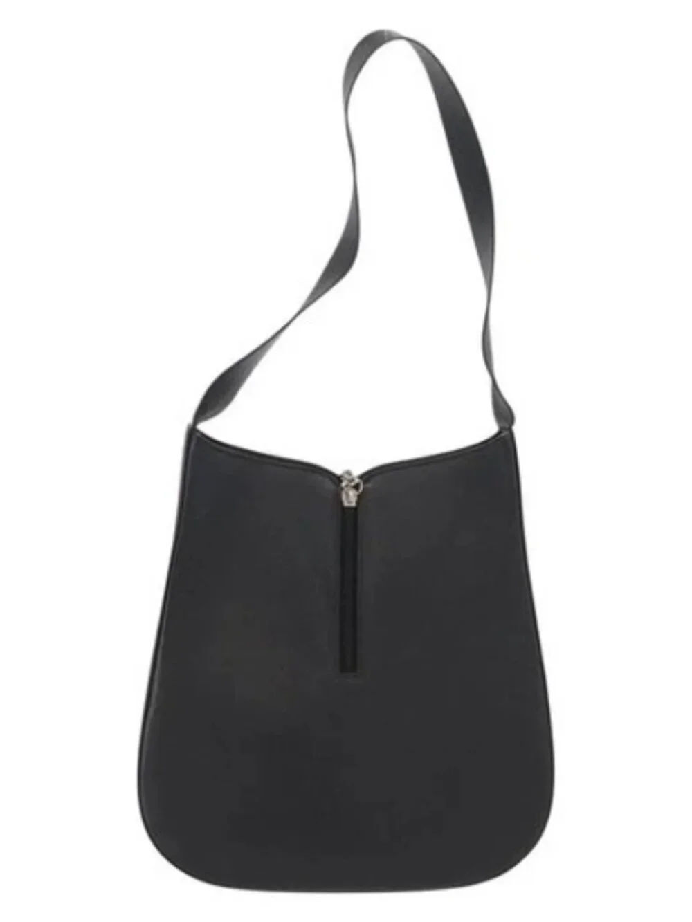 Salvatore Ferragamo Gancini Shoulder Bag Leather Black Silver Auth bs30966